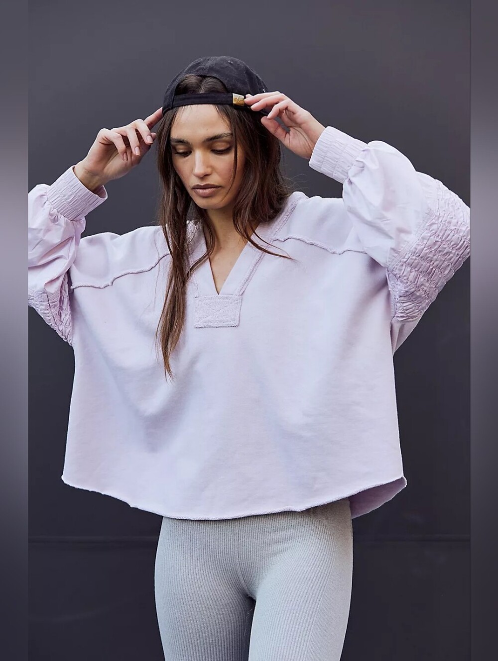 Free People Lavender Spin Pullover XS Oversized Hoodie